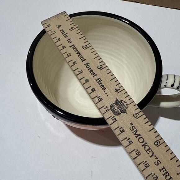 Denise Ford Pottery Hand-Painted Peach Mug 12oz Signed 1994 - Picture 6 of 7